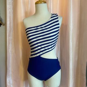 MK One-Shoulder Cutout One-Piece Swimsuit
